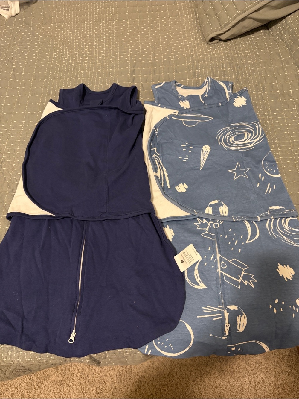 Blue Navy and Light Blue Kids Pajama Sleep Sacks - Twin Pack